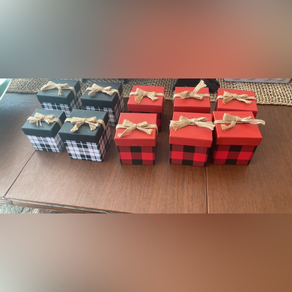 10 Like new Christmas gift boxes used for decorating tables or w/ a gift inside
